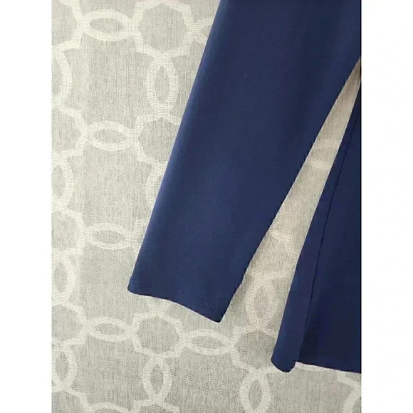 Zenana Round Neck Long Sleeve Stretch Navy Blue Blouse L - Picture 6 of 9